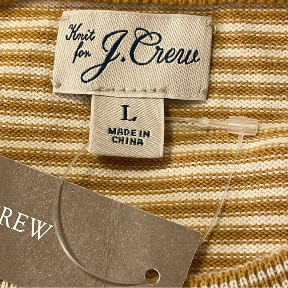 J. CREW Lightweight Cotton Crewneck Sweater in Burnt Saffron‎ Stripe - Picture 7 of 9